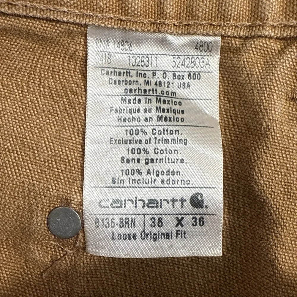 PANTS Carhartt MEN 36X36 Double Knee Carpenter LOOSE‎ ORIGINAL FIT  B136-BRN